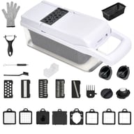 26 In 1 Vegetable Chopper With Container And Lid Manual Hand Veggie Chopper Food Processor For Onion Garlic Multifunctional Kitchen Dicer Chopper With Egg White Separator Hand Guard Black And White — view 7