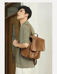 Vegetable-Tanned Leather Messenger Backpack | Convertible Design — view 15