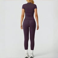 Quick-Drying Yoga Outfit Set | Tight-Fitting Short-Sleeve Top & Long Leggings — view 9