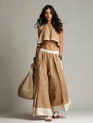 Casual Chic Sleeveless V-Neck Crop Top & Wide-Leg Pants Set — view 7