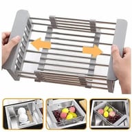 Adjustable Immersion Sink Dish Drying Rack With Stainless Steel Drain Basket - Portable And Retractable Space-Saving Fruit And Vegetable Solution(UPS/UPS logistics delivery supports self-pickup) — view 7
