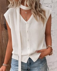 V-Neck Ribbed Ice-Silk Knit Cardigan for Women | Lightweight Breathable — view 14