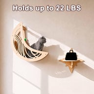 Wooden Star And Moon Hammock Cat Wall Set | Home & Kitchen Pet Furniture — view 11