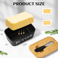 Ceramic Butter Dish with Wooden Lid & Butter Knife | 250g — view 4