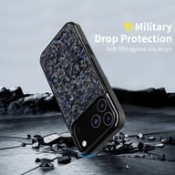 Forged carbon fiber phone case front view showing premium weave pattern