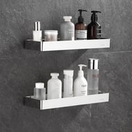 304 Stainless Steel Bathroom Mirror Storage Rack | Modern Shelf — view 8