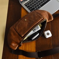 Retro Casual Vegetable Tanned Full-grain Leather Cowhide Chest Bag | Home & Kitchen — view 15