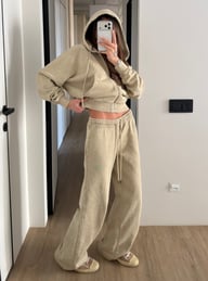 Womens Washed Hoodie Two-piece Set — view 7