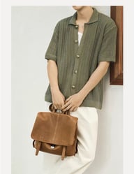 Vegetable-Tanned Leather Messenger Backpack | Convertible Design — view 9