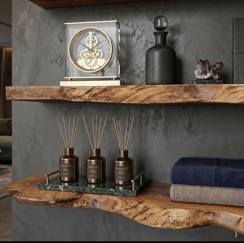 Old Elm Single-Bar Shelf Storage Rack Bookshelf | Live-Edge Design