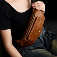 Retro Casual Vegetable Tanned Full-grain Leather Cowhide Chest Bag | Home & Kitchen — view 10