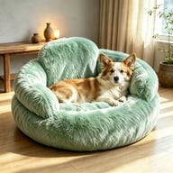 Plush Round Pet Bed with Backrest | Cozy Winter Dog Mat — view 3