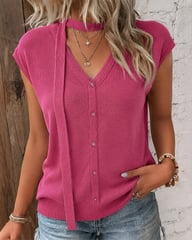 V-Neck Ribbed Ice-Silk Knit Cardigan for Women | Lightweight Breathable — view 7