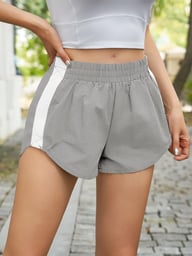 Women's High Waisted Striped Dolphin Shorts | Athletic Running Wear — view 16