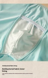 Antibacterial lining close-up in men's quick-drying ice-silk sports underwear