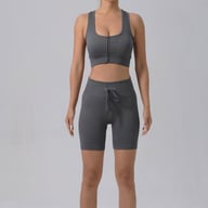 Women's Padded Running Bra & Ribbed Shorts Yoga Set | Quick-Dry — view 12