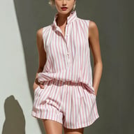 Sleeveless Striped Vest and Shorts Set | Casual Two-Piece Outfit — view 7