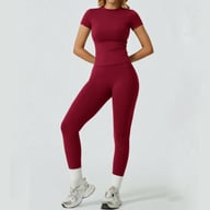 Quick-Drying Yoga Outfit Set | Tight-Fitting Short-Sleeve Top & Long Leggings — view 8