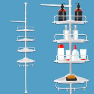 4 Tier Telescopic Bathroom Wall Corner Shelf Rack Shower Caddy Storage Organizer — view 3