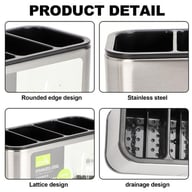 Close-up of brushed stainless steel finish and compartment design details