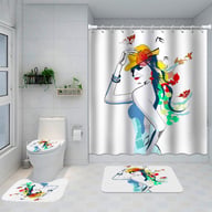 Artistic Shower Curtain 4-Piece Set with Bath Mats | Captain Fam — view 19