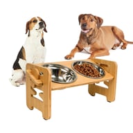 Bamboo Elevated Pet Feeder with Adjustable Height | Dog & Cat Bowl Rack — view 3