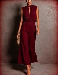 Elegant Sleeveless Two-Piece Set for Women | Wide-Leg Cropped Pants — view 14