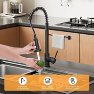 Matt Black Monobloc Kitchen Sink Mixer Tap | Pull-Out Hose Spray — view 9