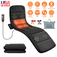 Vibration massage mat with heat, accessories including storage bag, car charger, and earplugs