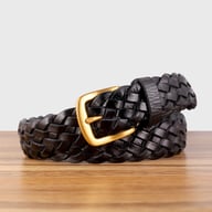 Vintage Woven Vegetable-Tanned Leather Belt — view 4