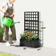 Galvanized Raised Garden Bed with Trellis | 24" x 9" x 44.5" Black — view 10