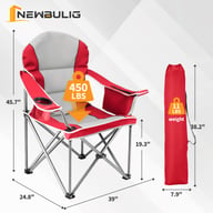 Oversized Camping Folding Chair, Heavy Duty Padded Chair With Cup Holder Storage And Cooler Bag, 5000 LBS Steel Frame, Portable For Outdoor — view 14