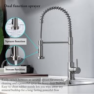 Modern Monobloc Pull Out Kitchen Mixer Tap Dual Spout Spray Single Lever 360 — view 6