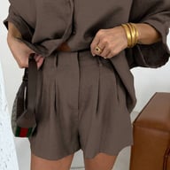 Women's Fashionable Casual Shirt Set | Oversized Linen Blend Home & Kitchen — view 6
