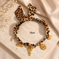 Leopard-print Silk Scarf With A Cow-head Heart-shaped Pendant — view 4