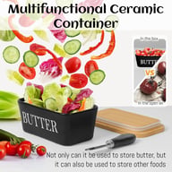 Ceramic Butter Dish with Wooden Lid & Butter Knife | 250g — view 5