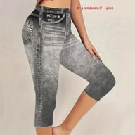 Denim-Look High-Stretch Capri Leggings | Summer High-Waisted Tight-Fit — view 4