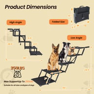 Extra Wide  Foldable Dog Stairs, Pet Ramp With Non Slip Surface And Soft Foam Handle, Dogs Stairs For Cars, High Beds, Truck, Supports Up To 250 Lbs, 5 Steps — view 5