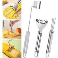 3-Piece Stainless Steel Corn Peeler & Stripper Tool Set | Kernel Remover — view 3