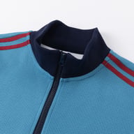 Retro striped jacket detail showing authentic vintage stripes