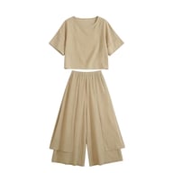 Elegant Two-Piece Women's Set: Crop Top & Wide-Leg Skirt-Trousers — view 1