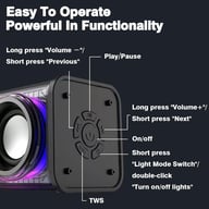 Portable Bluetooth Speaker with LED Lights | 10W Stereo Sound — view 7