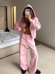 Womens Washed Hoodie Two-piece Set — view 16