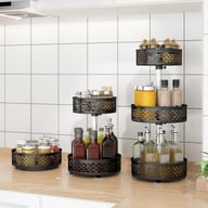 Rotating spice rack carbon steel with 24 jars, full view