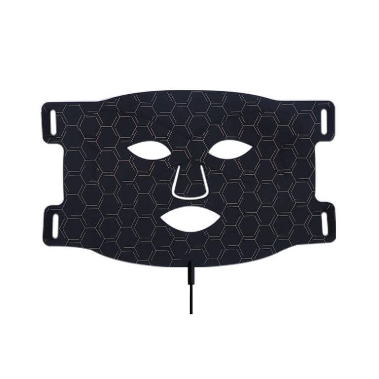 Flat lay of professional LED light therapy facial mask showing design details