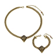Vintage Antique Eagle Head Necklace Bracelet Set Women 2Pcs Jewelry Set For Daily Dating Banquet Party Occasions — view 3