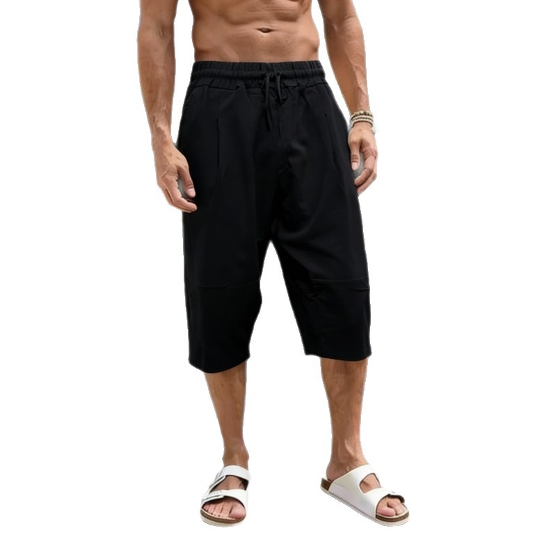 Summer Linen Capri Pants Men's Ice Silk