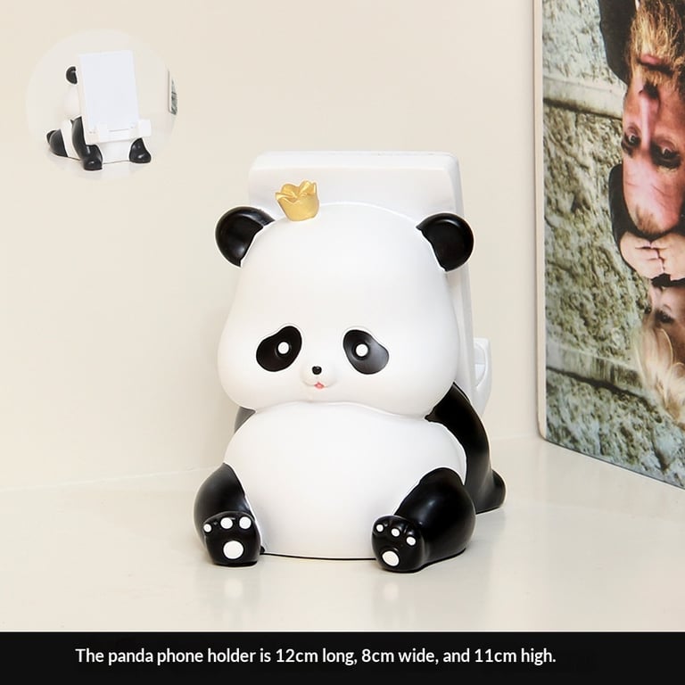 Panda phone holder with crown, decorative gift for panda enthusiasts