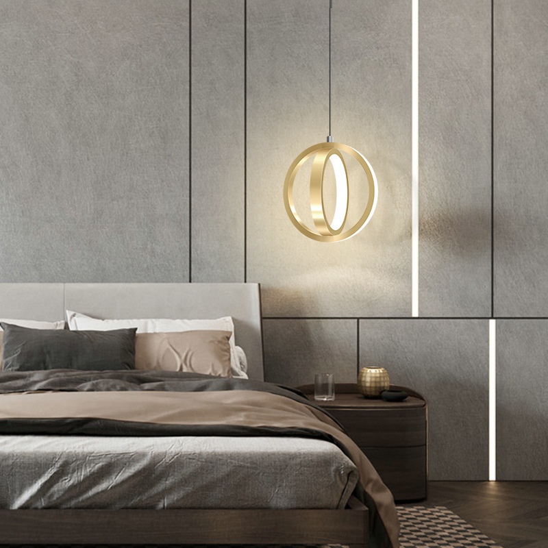 LED Bedside Mini Pendant Lamp | Ring-Shaped Aluminum Bedroom Light