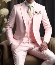 Pink formal business suit set for men with coordinated accessories